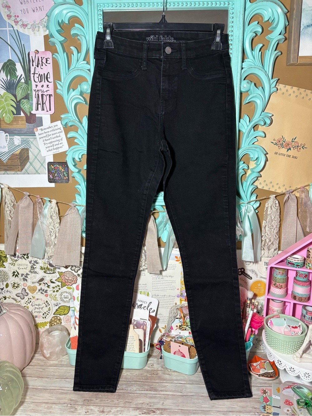 Wild Fable High Rise Skinny Black Denim Jeans Women’s Size 0 25R Target 2010s